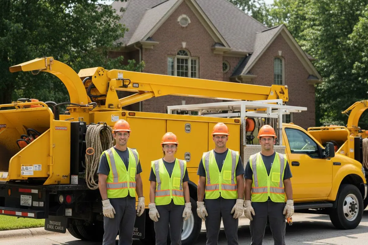 Professional tree service crew Dublin GA - certified arborists with tree care equipment and safety gear
